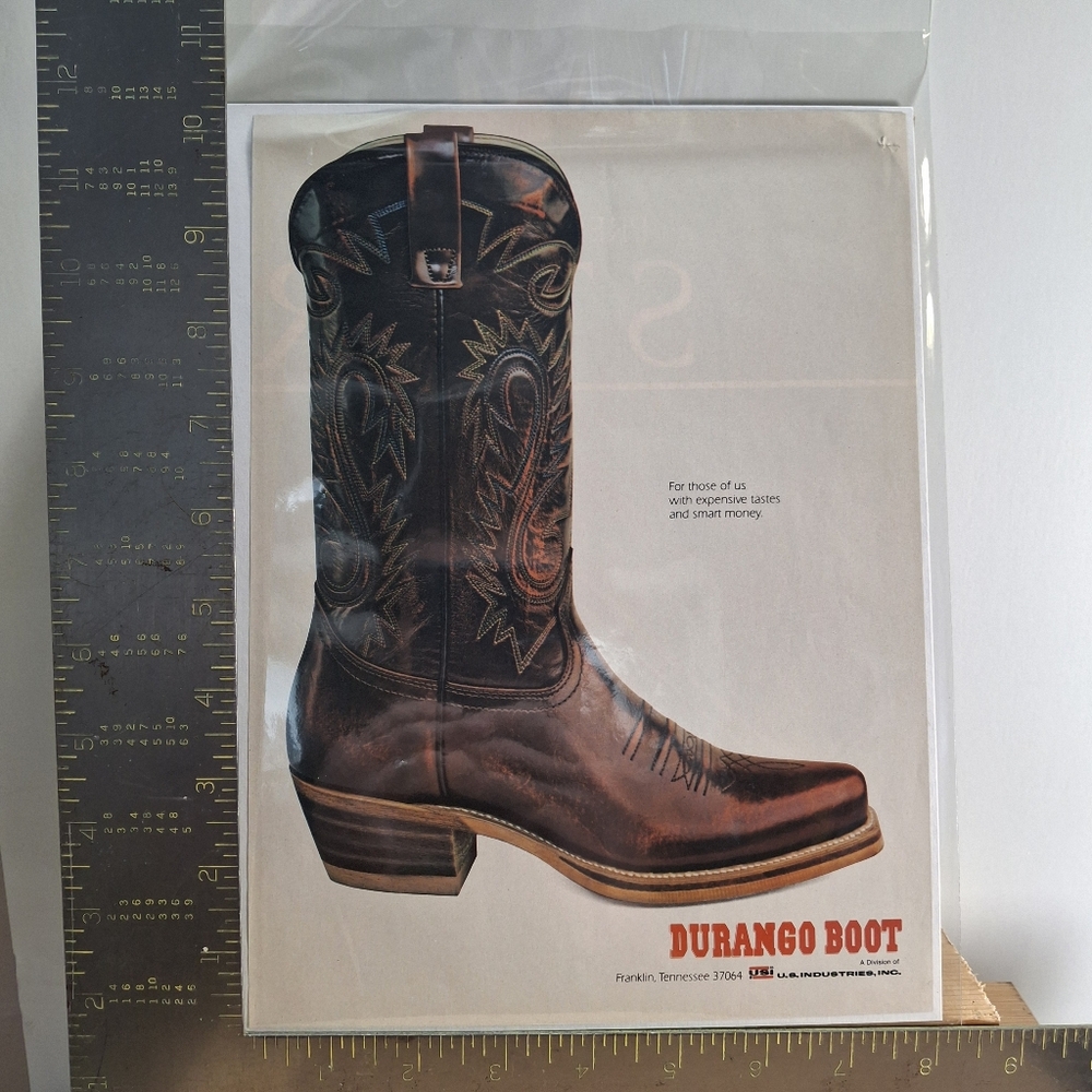 Vintage Durango Western Boot Magazine Ad Wall Art